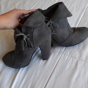 3 inch heel grey booties